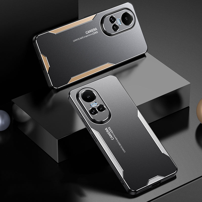For Oppo Reno10 5G (Global) Phone Case Aluminium Alloy Back TPU Frame Protective Cover - Gold For Oppo Reno10 5G (Global) Phone Case Aluminium Alloy Back TPU Frame Protective Cover - Gold